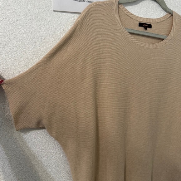 Quince Top XL Tan Organic Cotton Cashmere Batwing Short Sleeve Coastal Minimal - Picture 4 of 6